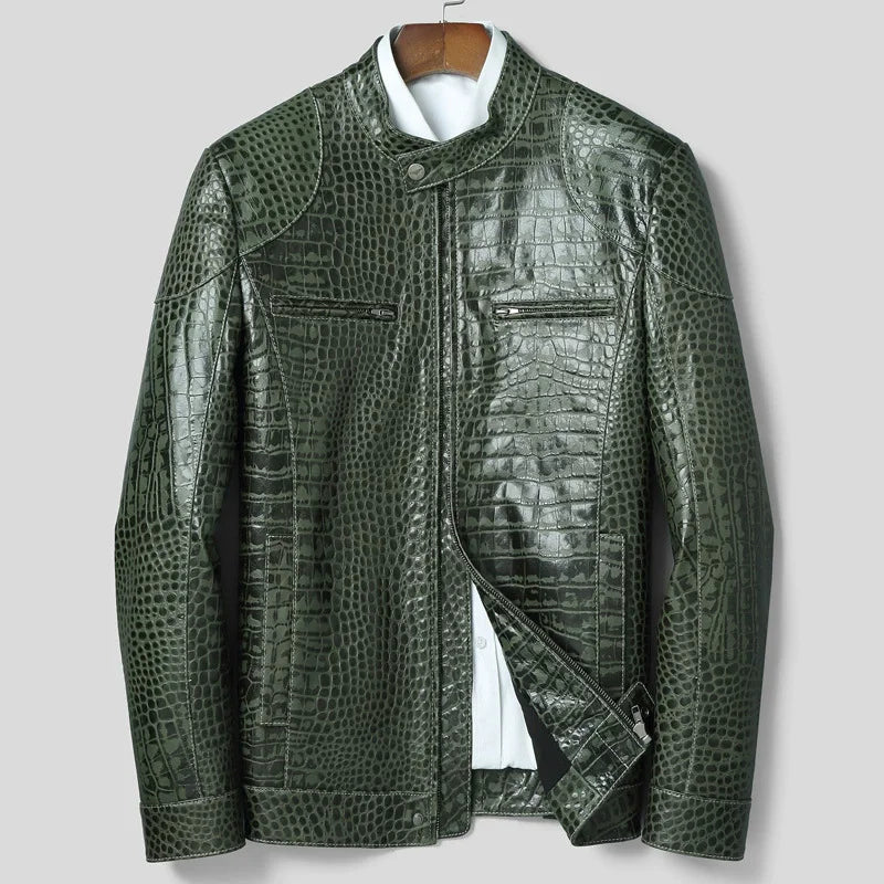 Blouson homme en cuir motif crocodile – CLEVI Paris