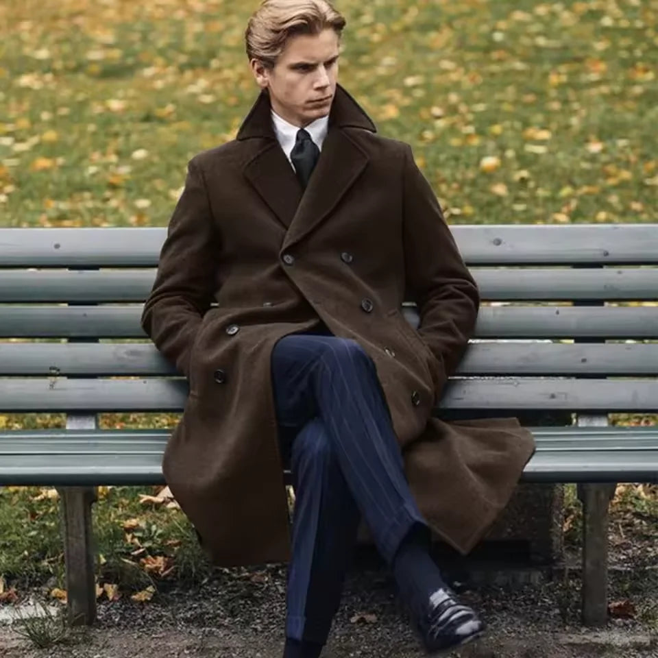 Manteau long homme à double boutonnage – CLEVI Paris