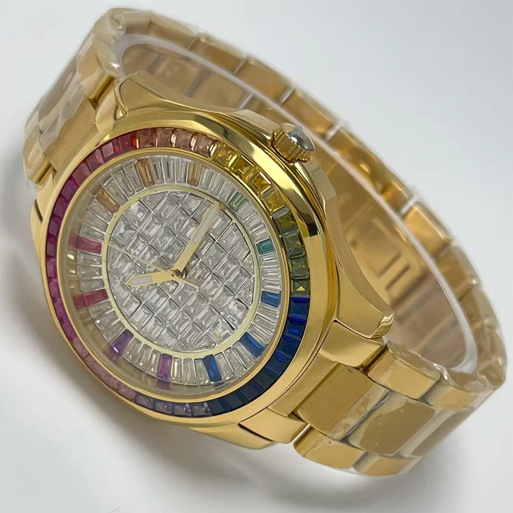 Montre Homme Automatique Or Diamants Arc-en-Ciel Miyota 8215 Huayra – CLEVI Paris