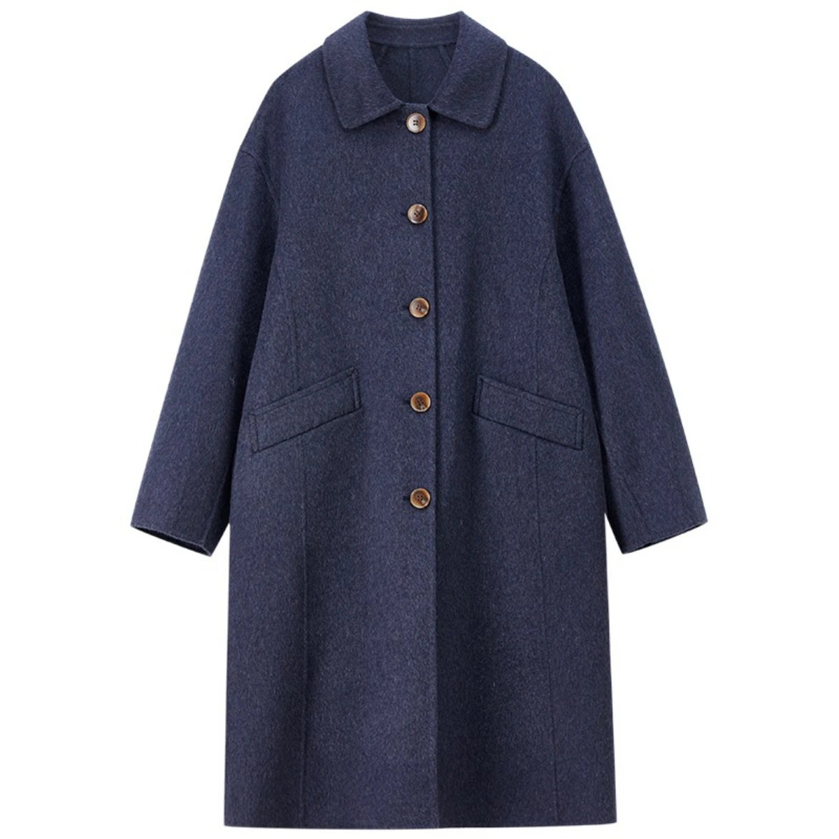 Manteau long femme en laine mélangée à col polo – CLEVI Paris