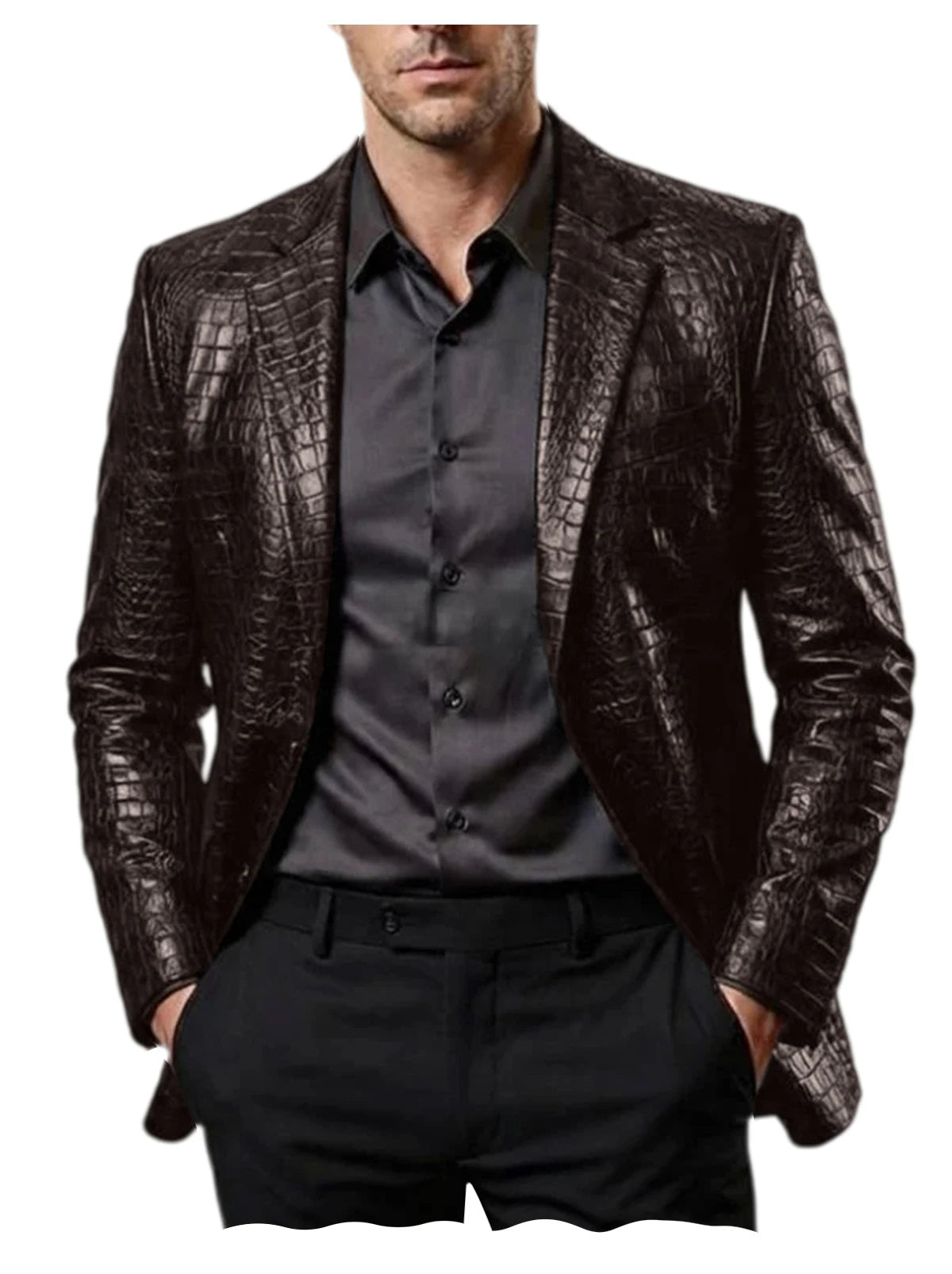 Blazer homme en simili cuir motif crocodile – CLEVI Paris
