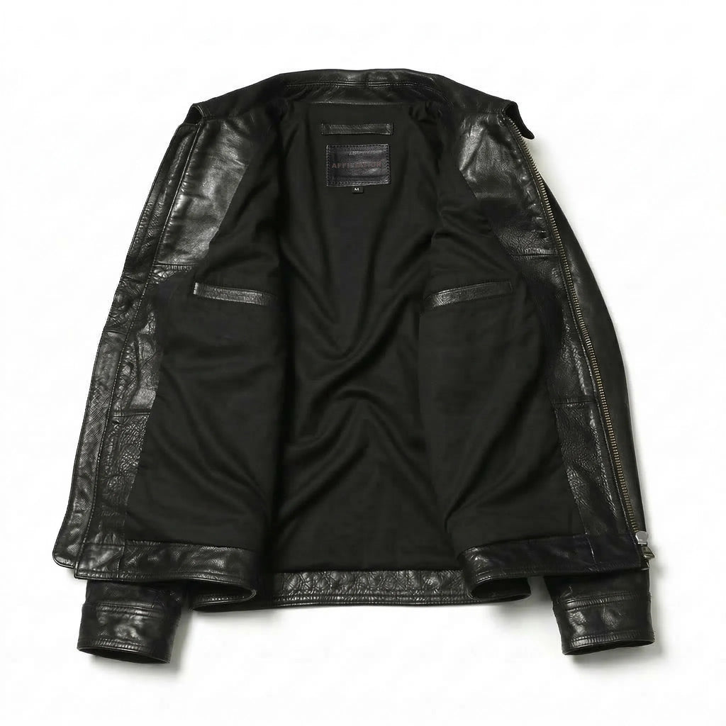 Veste homme en cuir de mouton noir – CLEVI Paris
