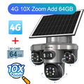 Caméra Solaire LS VISION 20MP 4 Objectifs 3 Écrans PTZ Zoom 10x 4G/Wi-Fi IP66 V380 Pro – CLEVI Paris