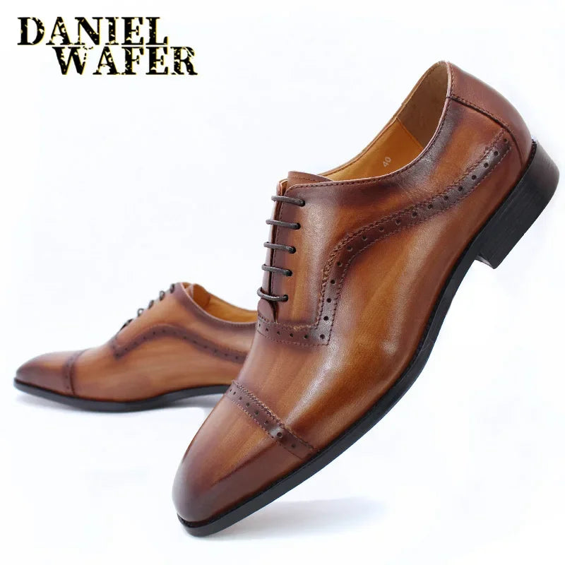 Oxford brogue homme en cuir à lacets – CLEVI Paris