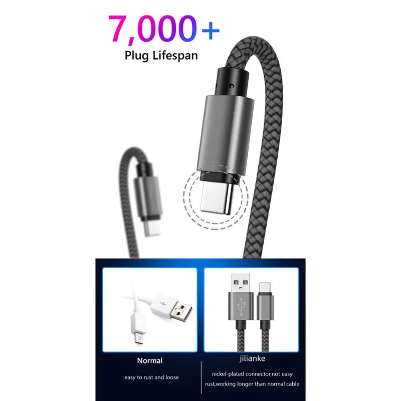 Câble USB-A vers USB-C Nylon Tressé Charge Rapide 1m 2m 3m – CLEVI Paris
