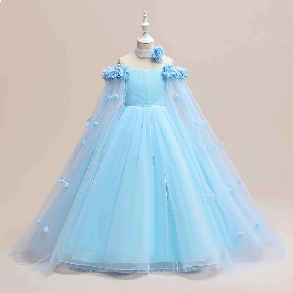 Robe cérémonie fille en dentelle à appliques – CLEVI Paris