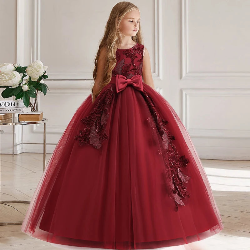 Robe longue fille à col carré – CLEVI Paris
