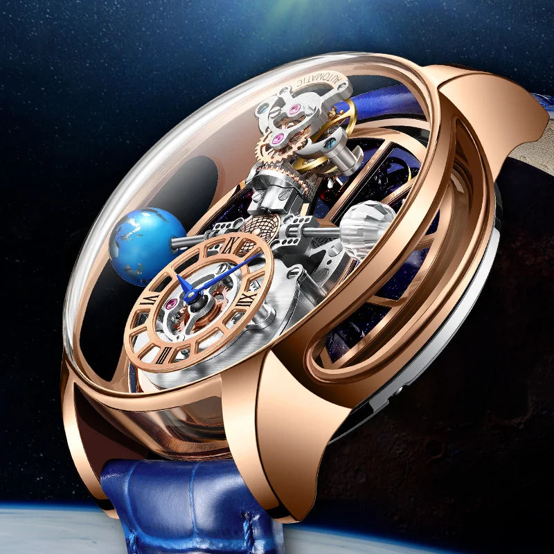 Montre Homme HAEMMER 5015 – Quartz Luxe, Verre Saphir, Bracelet Cuir, Boîtier Acier 45mm