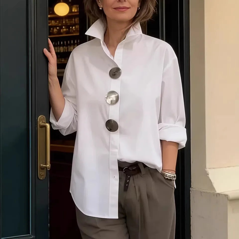 Chemisier femme uni à manches longues – CLEVI Paris