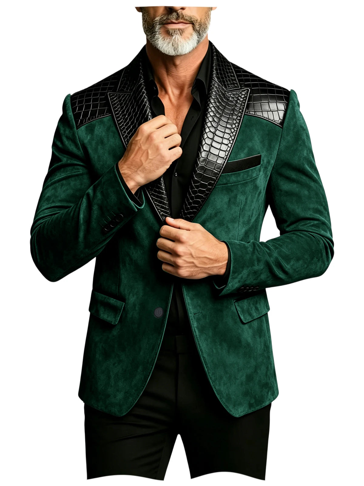 Blazer homme en daim, revers façon crocodile – CLEVI Paris