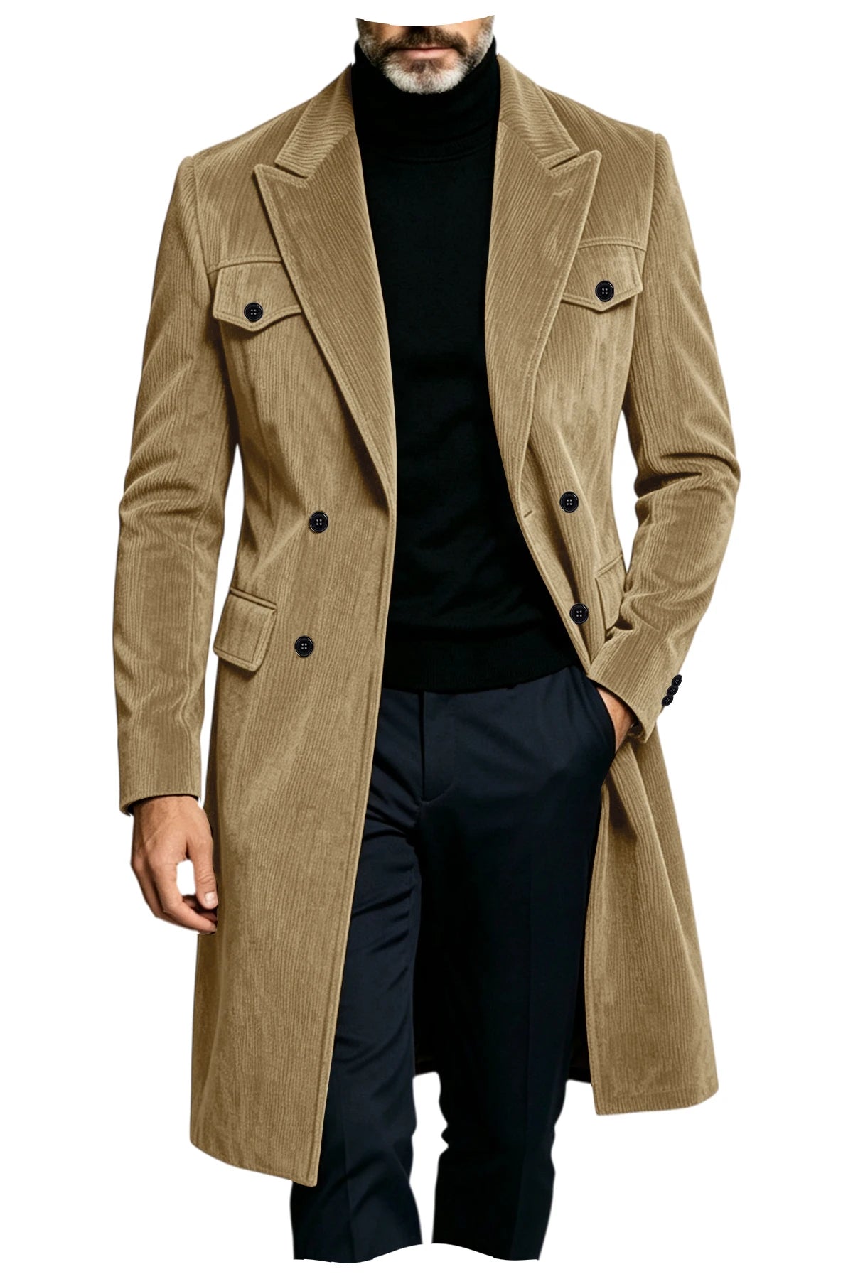 Manteau long homme en velours côtelé – CLEVI Paris