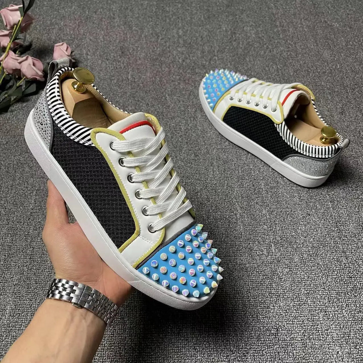 Sneakers Plates Punk Rivets Microfibre Unisexe – CLEVI Paris