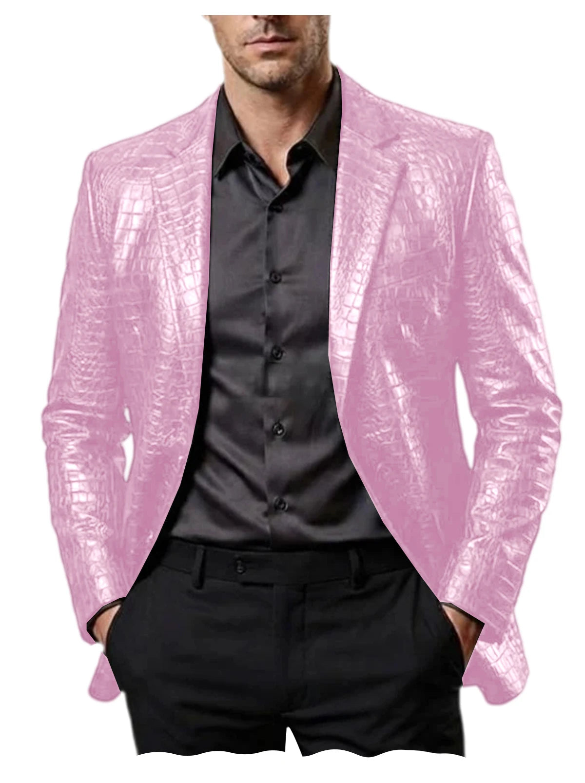 Blazer homme en simili cuir motif crocodile – CLEVI Paris