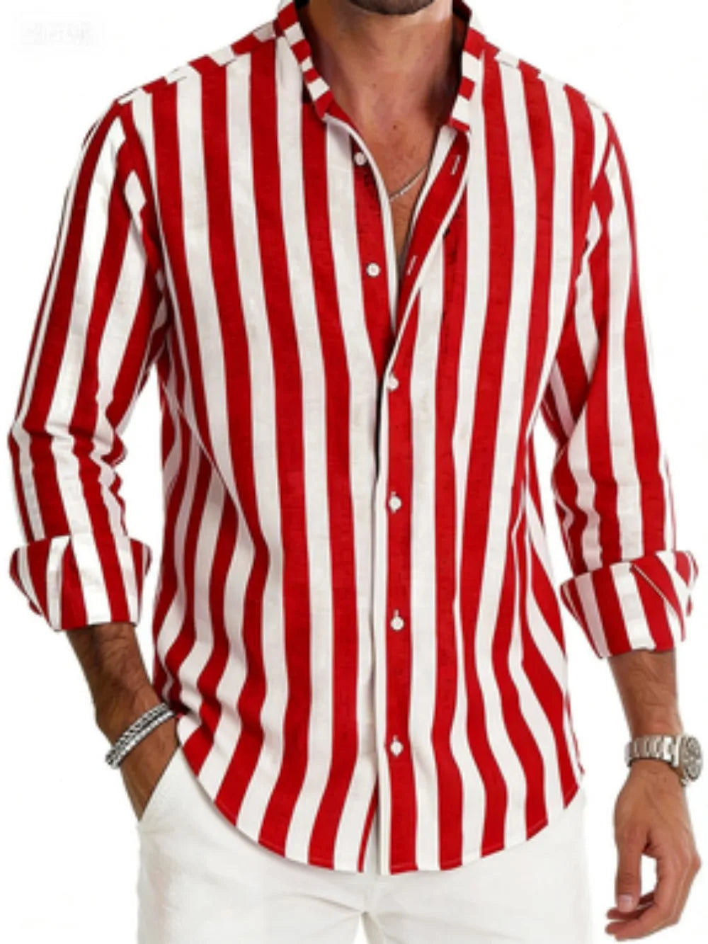 Chemise homme rayée à manches longues – CLEVI Paris
