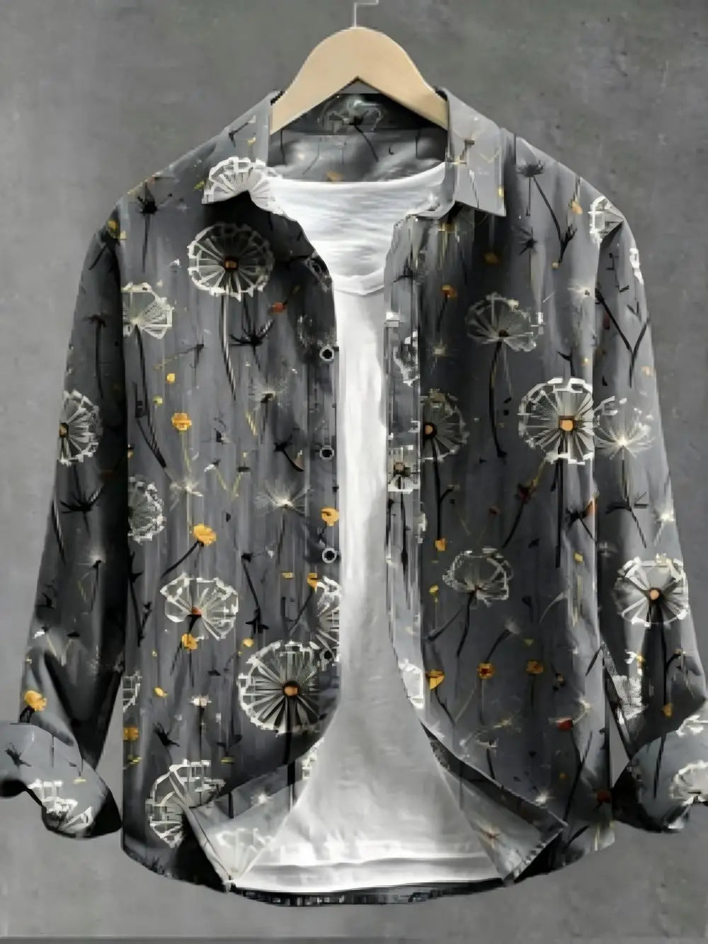 Chemise homme en lin motif pissenlit – CLEVI Paris