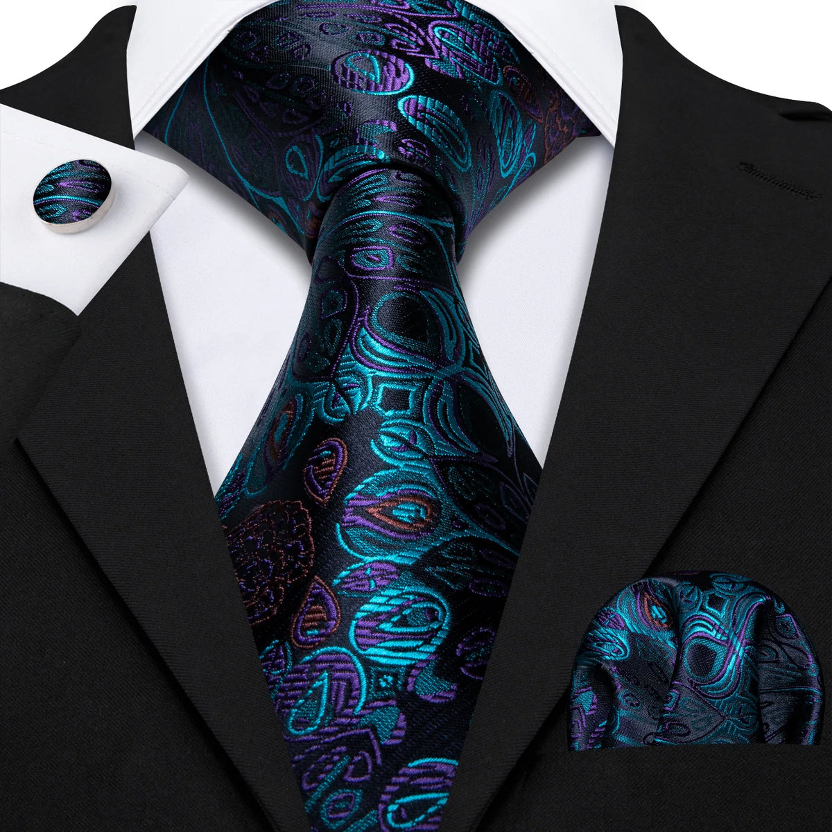 Coffret cravate homme floral, pochette et boutons – CLEVI Paris