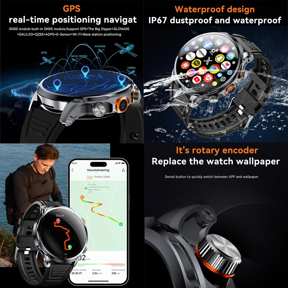 Montre Connectée 4G Android Écran Rond 1,95" Acier – CLEVI Paris