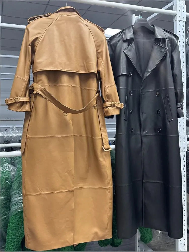 Trench long femme en cuir de mouton – CLEVI Paris