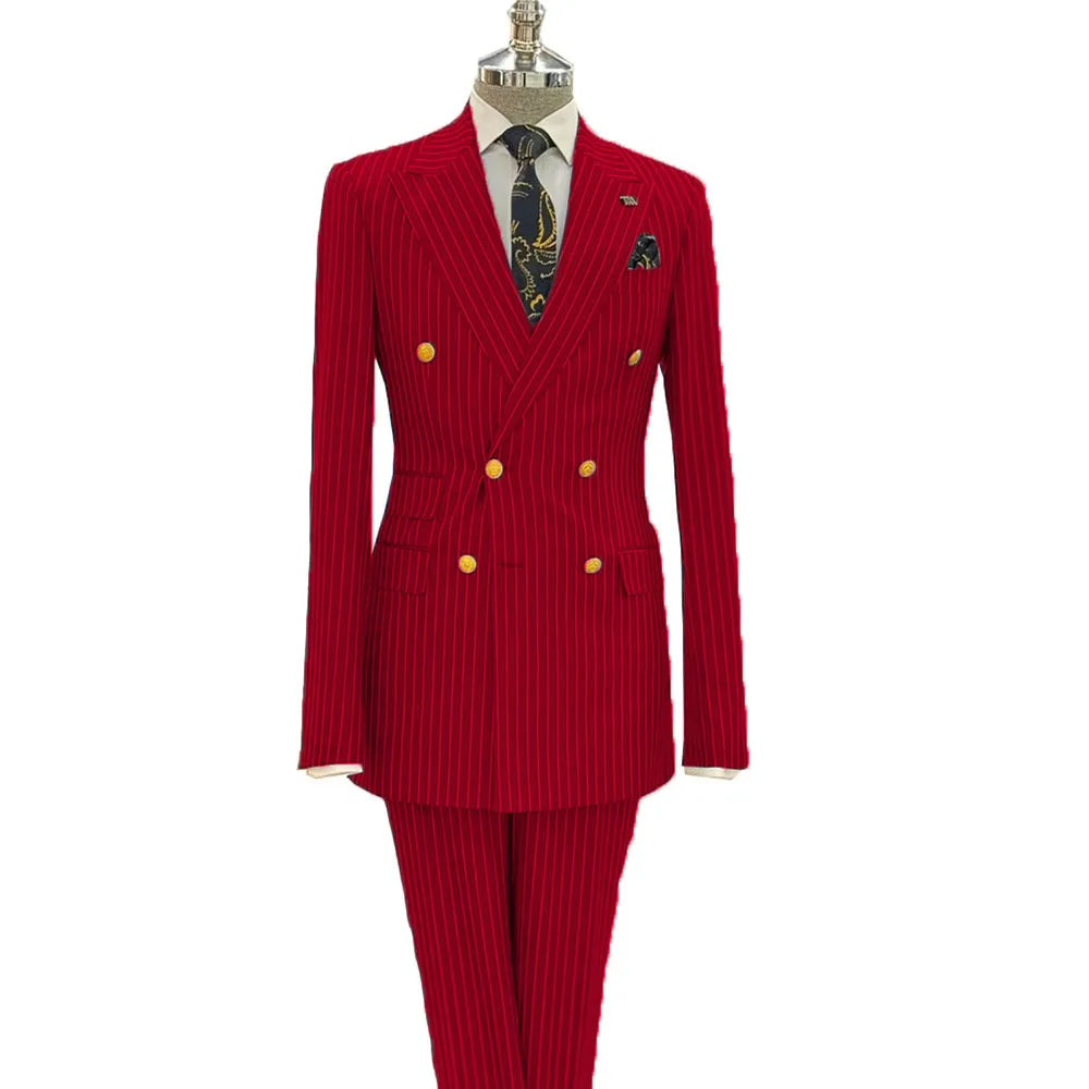 Costume homme rayé double boutonnage – CLEVI Paris
