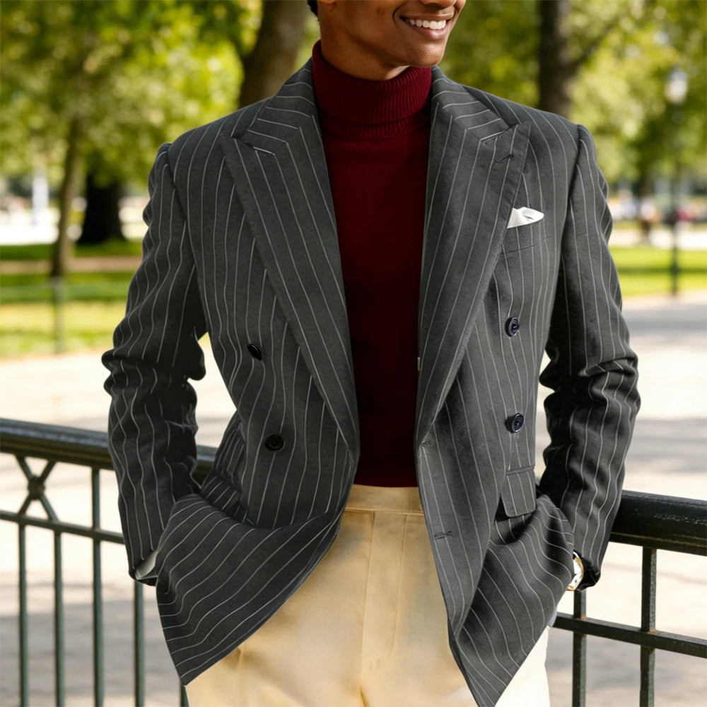 Blazer homme rayé à double boutonnage – CLEVI Paris