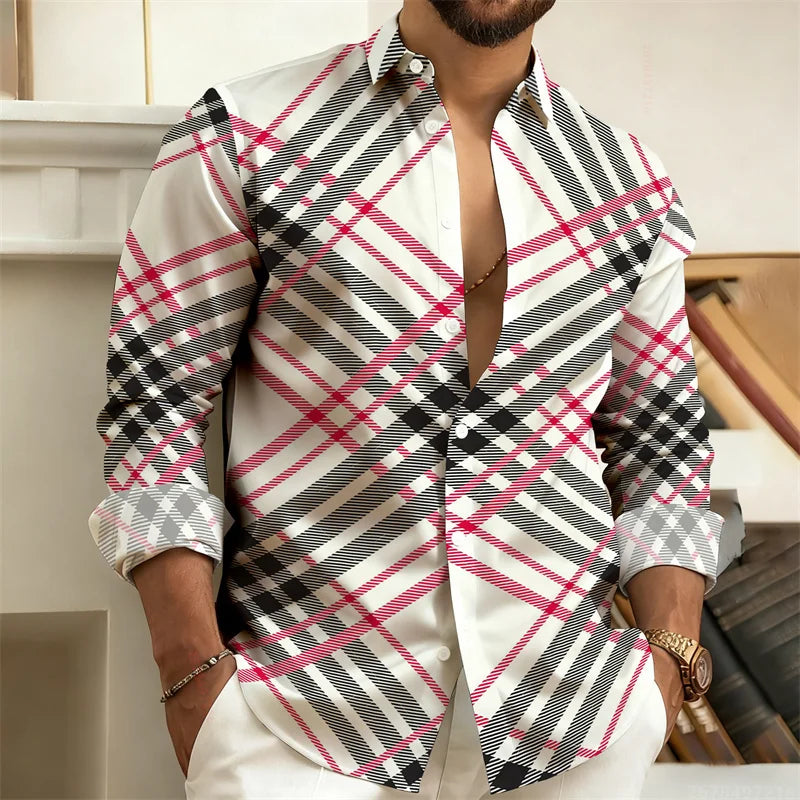 Chemise Homme Rayée Géométrique – CLEVI Paris