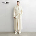 Manteau long AMII en laine et alpaga ceinturé – CLEVI Paris