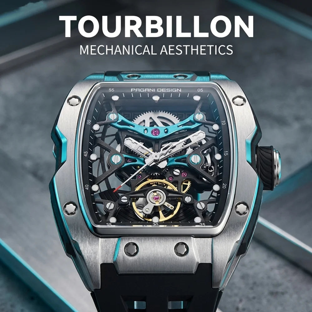 Montre Homme Automatique Squelette Tonneau Caoutchouc Pagani Design PD-YS018 – CLEVI Paris