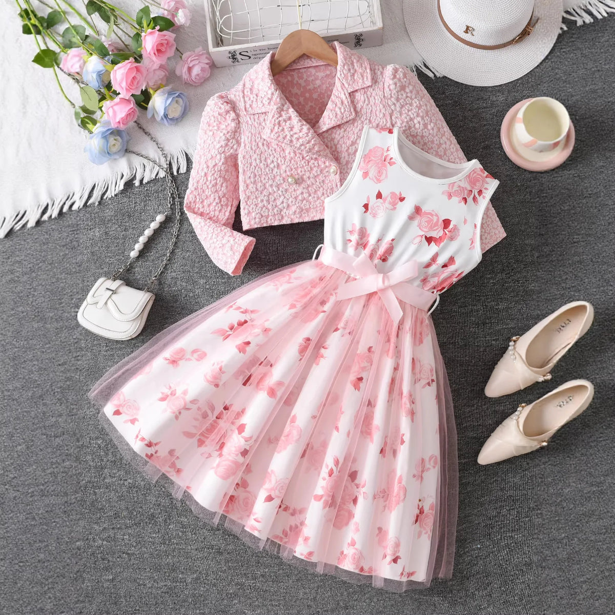 Ensemble fille robe et manteau de fête – CLEVI Paris