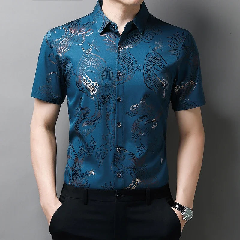 Chemise Homme Imprimée à Manches Courtes – CLEVI Paris