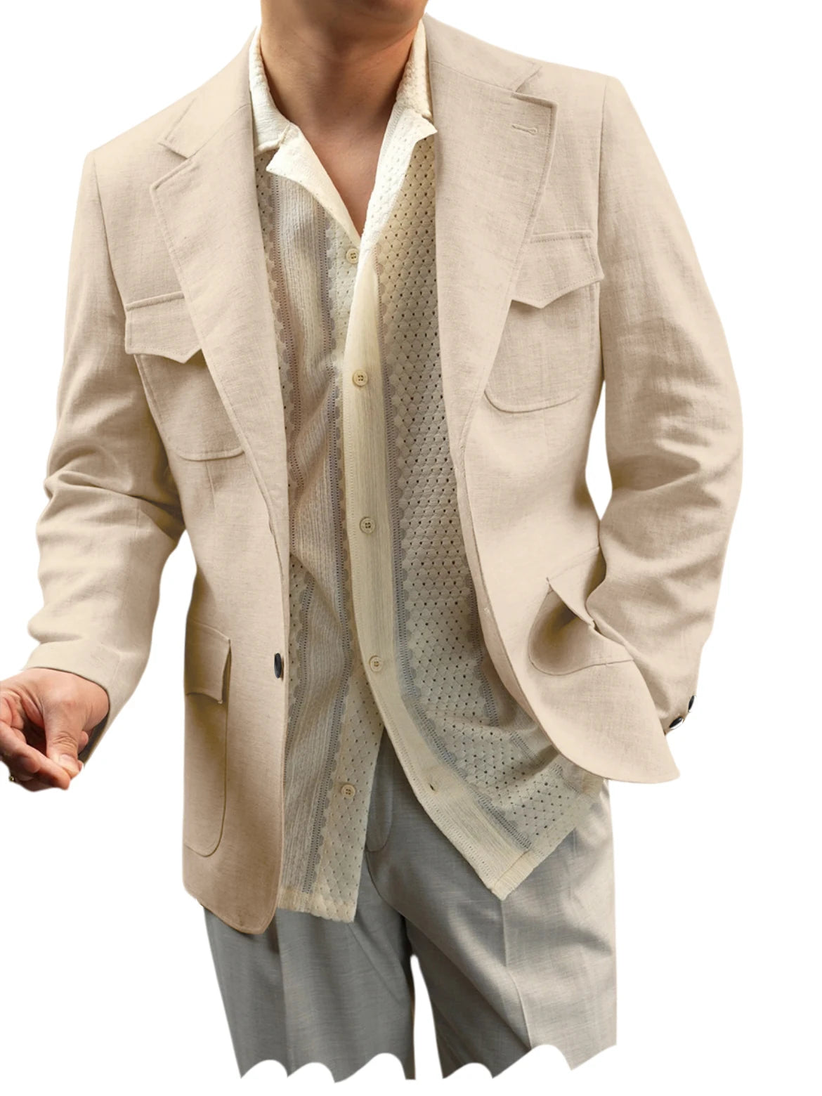 Blazer lin homme beige léger – CLEVI Paris