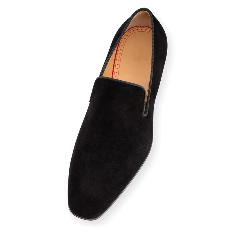 Loafers Homme Velours Semelle Rouge Slip-On Soirée Fashion – CLEVI Paris