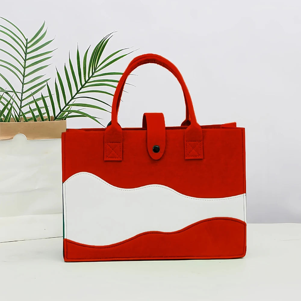 Tote Bag Feutre Femme Motif Montagne 35x25cm – CLEVI Paris