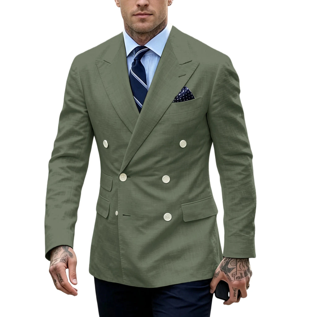 Blazer Homme Double Boutonnage Slim Fit Lin – CLEVI Paris
