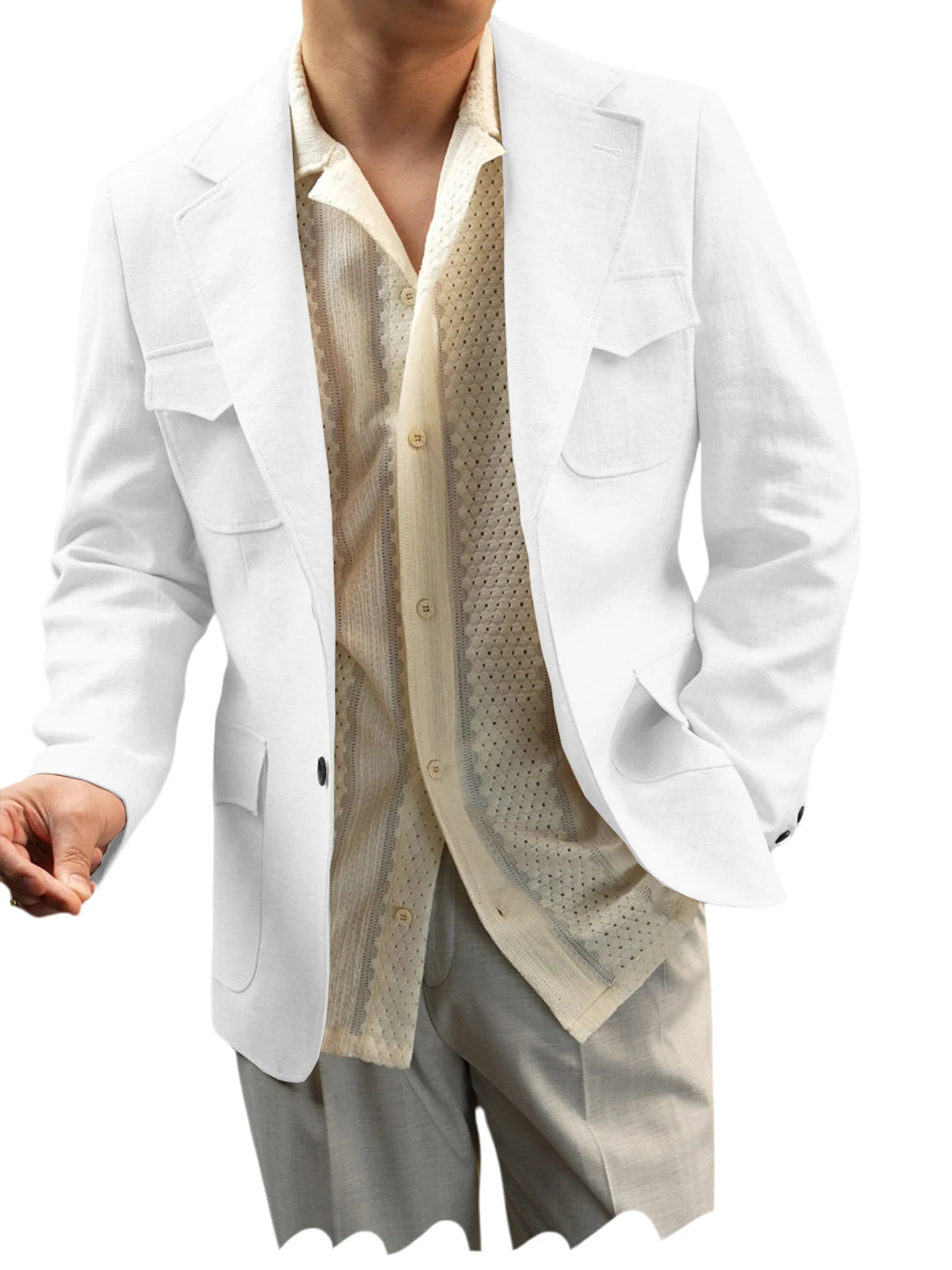 Blazer lin homme beige léger – CLEVI Paris