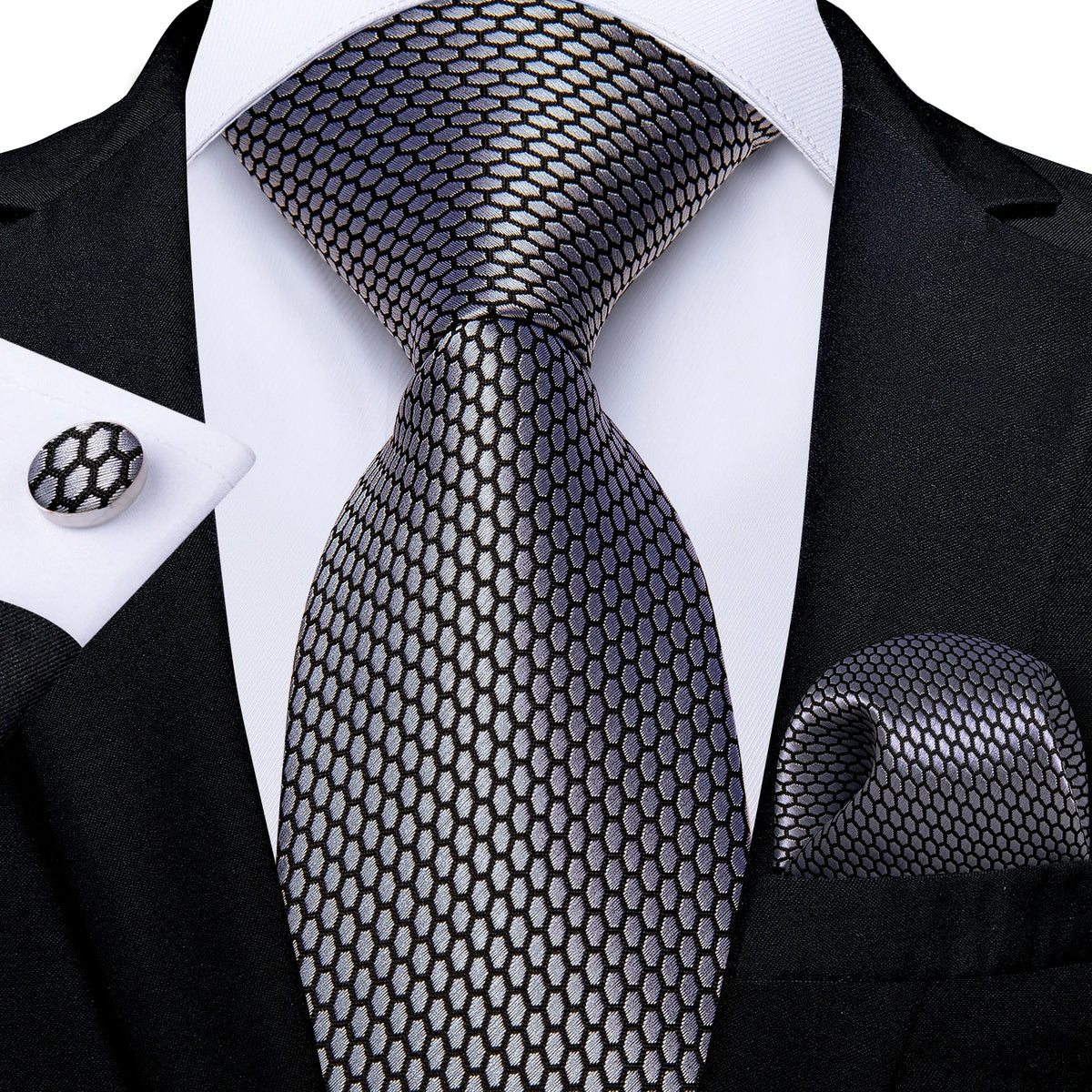 Coffret cravate homme à pois, pochette et boutons – CLEVI Paris