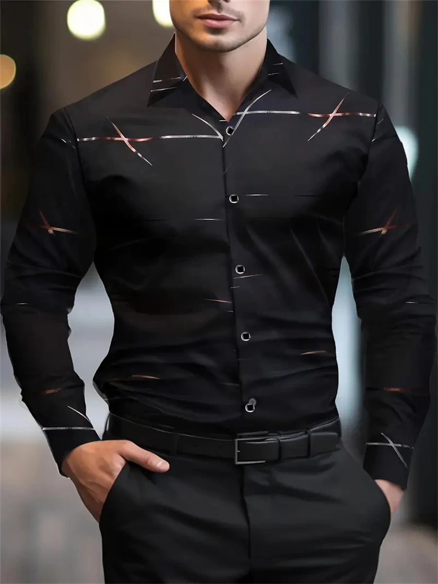 Chemise homme imprimée à manches longues – CLEVI Paris