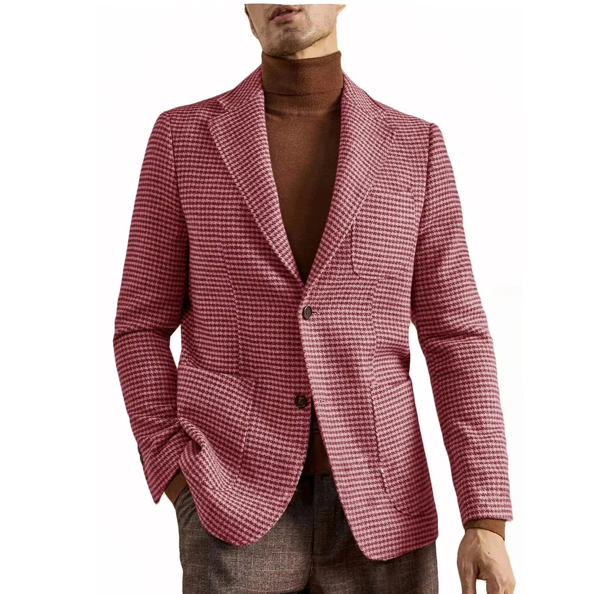 Blazer homme pied-de-poule en laine mélangée – CLEVI Paris