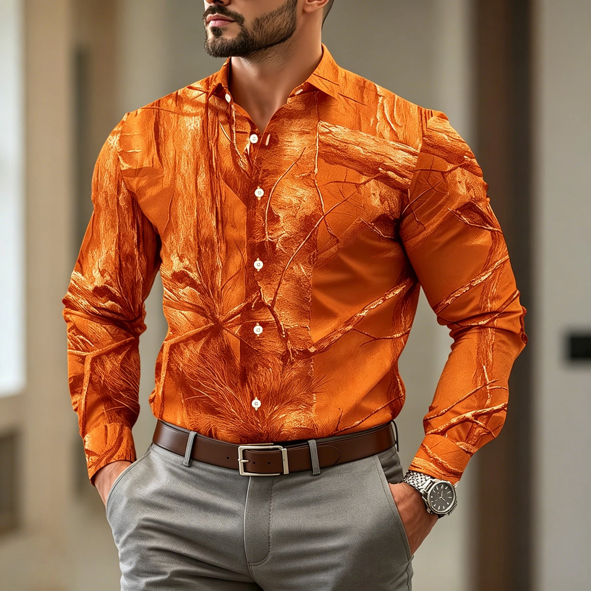 Chemise homme à motif forestier – CLEVI Paris