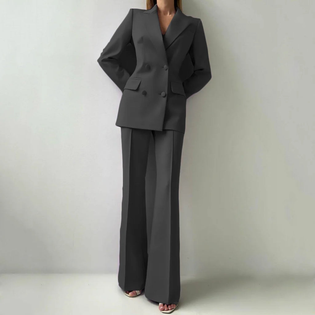 Tailleur Pantalon Femme 2 Pièces Double Boutonnage Blazer & Pantalon 6 Coloris – CLEVI Paris