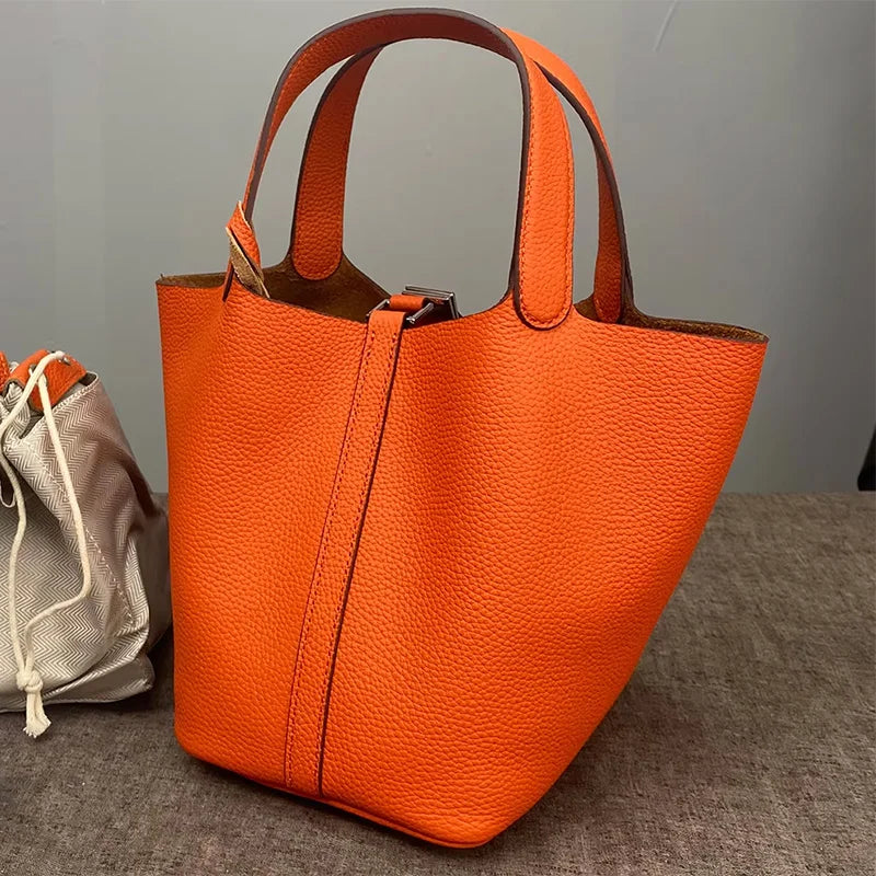 Sac Seau Cuir Togo Véritable Femme 2 Tailles Quincaillerie Or/Argent – CLEVI Paris