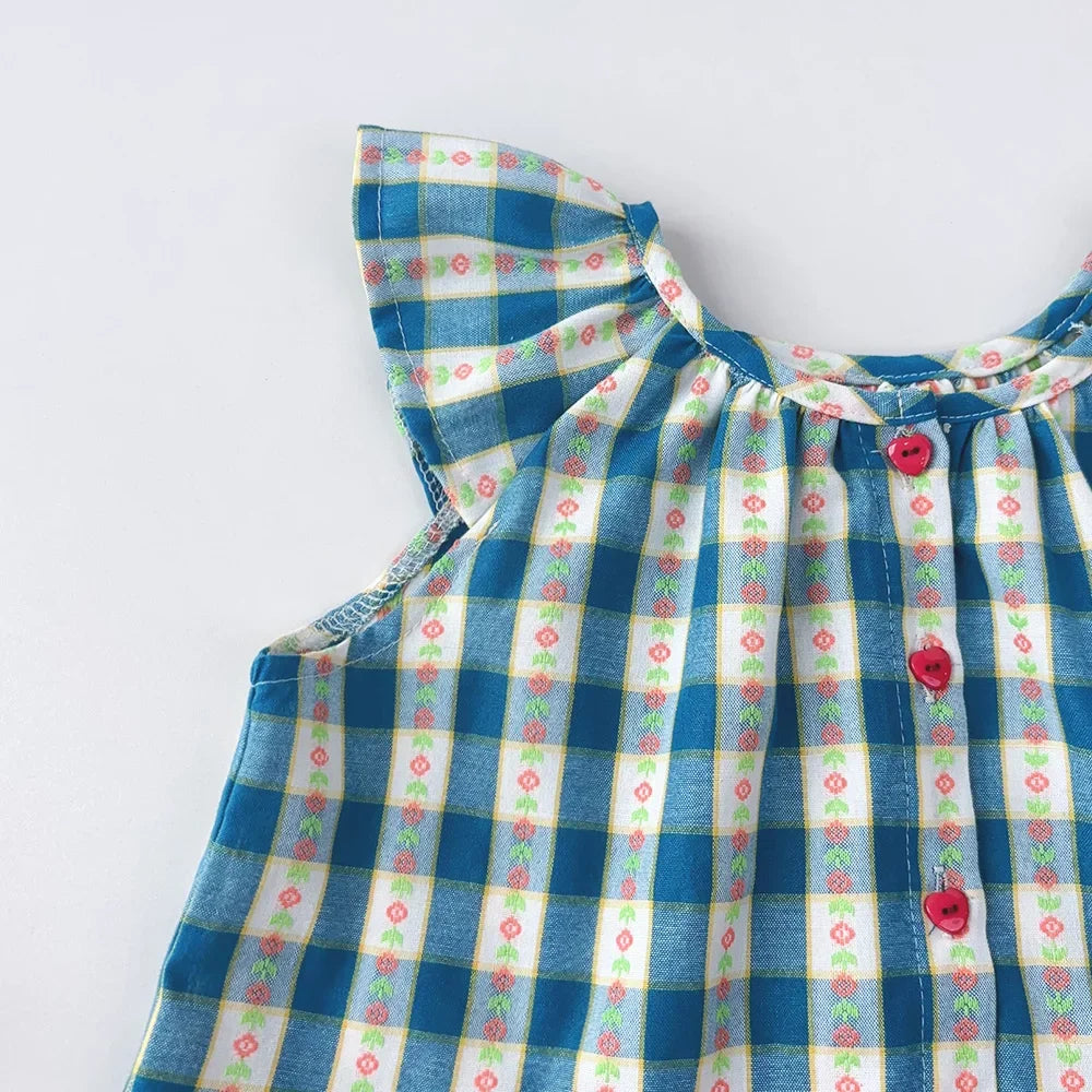 Ensemble fille haut et short à carreaux – CLEVI Paris