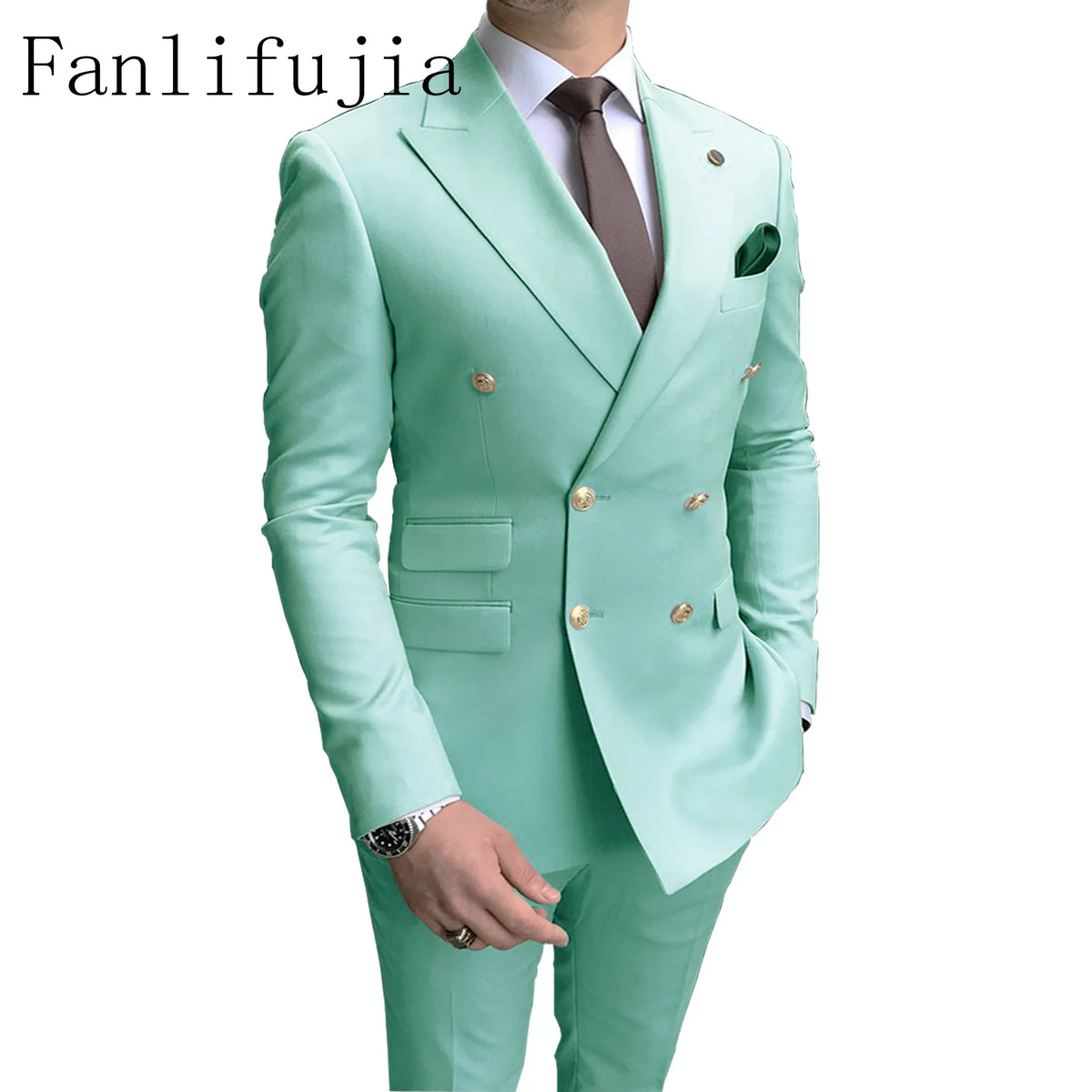 Costume Homme Double Boutonnage Fanlifujia – 2 Pièces Slim Fit Revers Pointe Boutons Dorés – 7 Coloris, XS à 5XL – CLEVI Paris