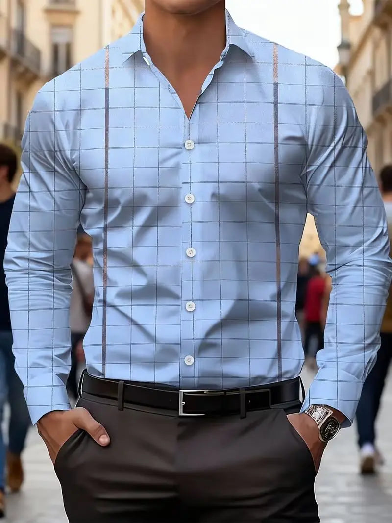 Chemise homme rayée en polyester – CLEVI Paris