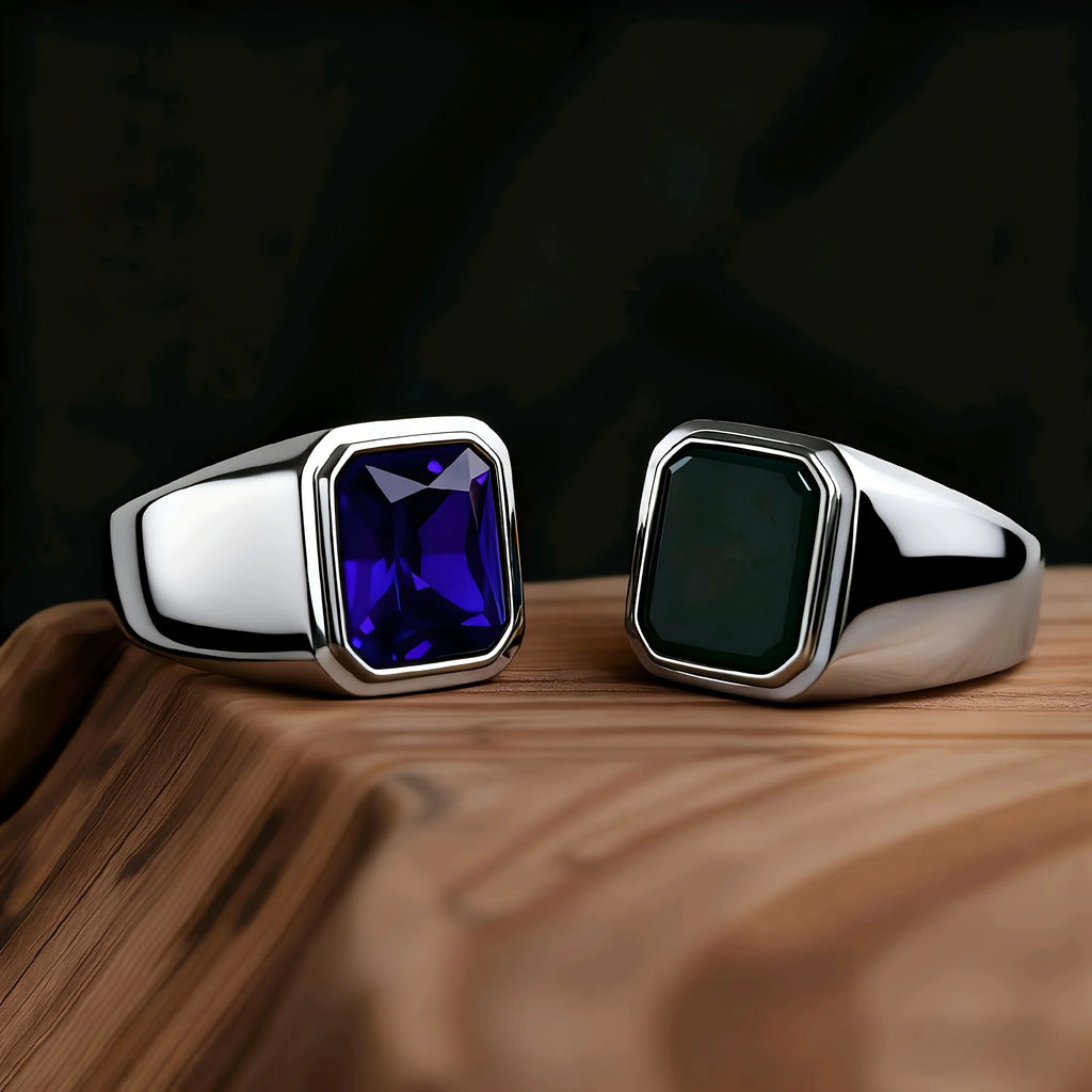 Bague onyx en acier 316L, styles variés – CLEVI Paris