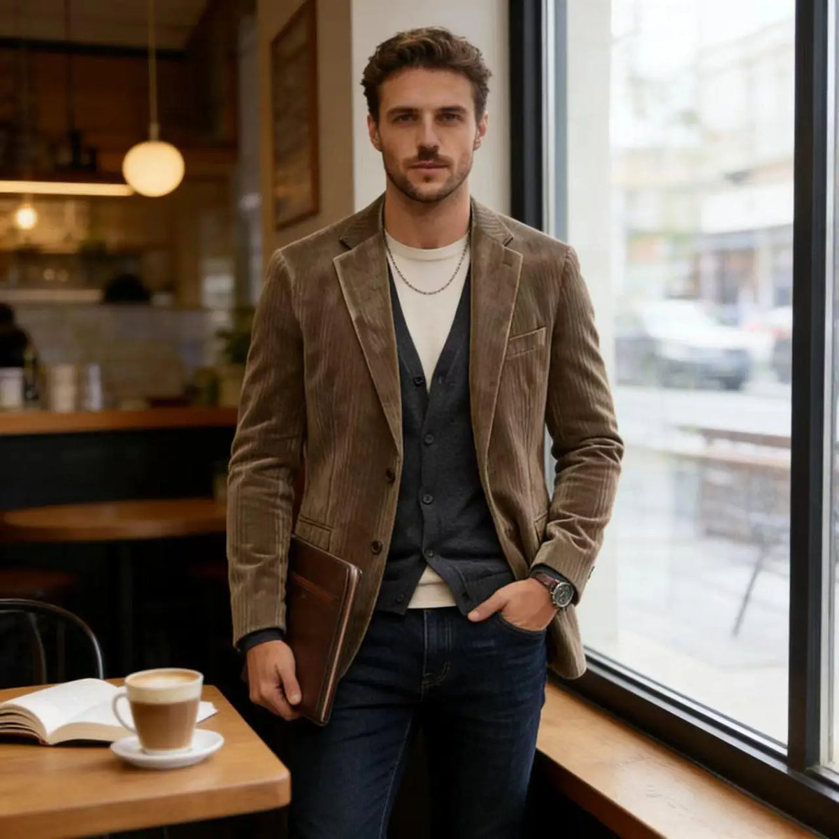 Blazer homme en velours côtelé, coupe ajustée – CLEVI Paris