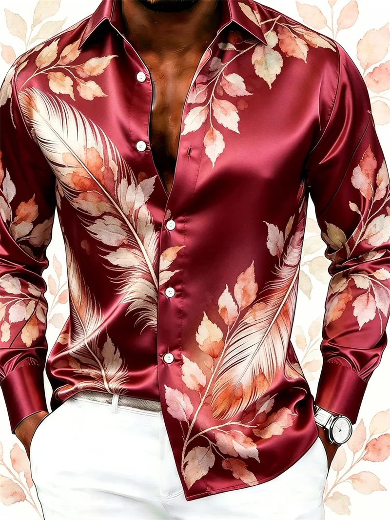 Chemise Homme Satinée Imprimée à Manches Longues – CLEVI Paris