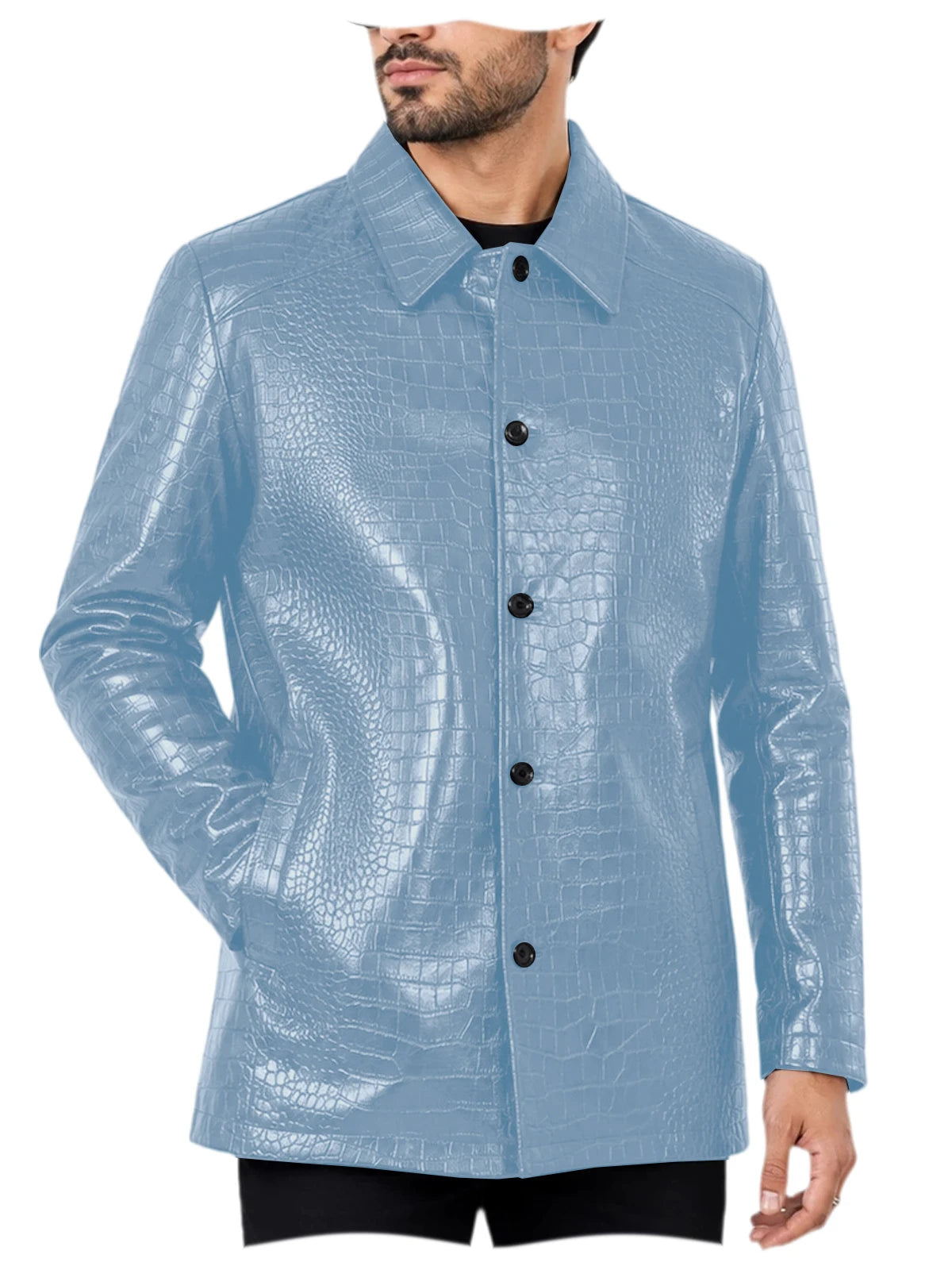 Blazer homme simili cuir motif crocodile – CLEVI Paris