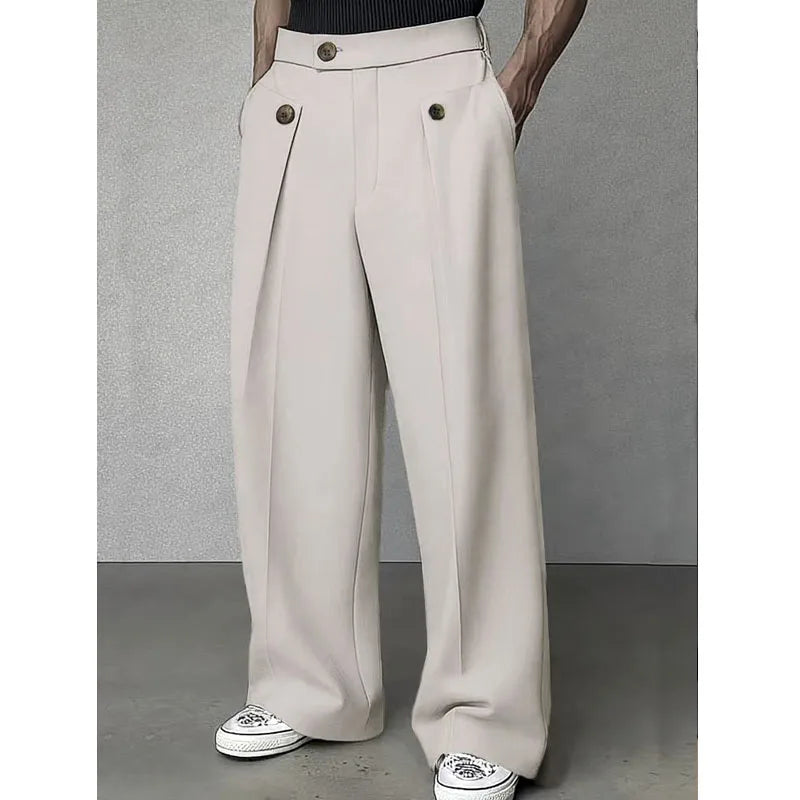 Pantalon homme plissé taille haute coupe ample – CLEVI Paris