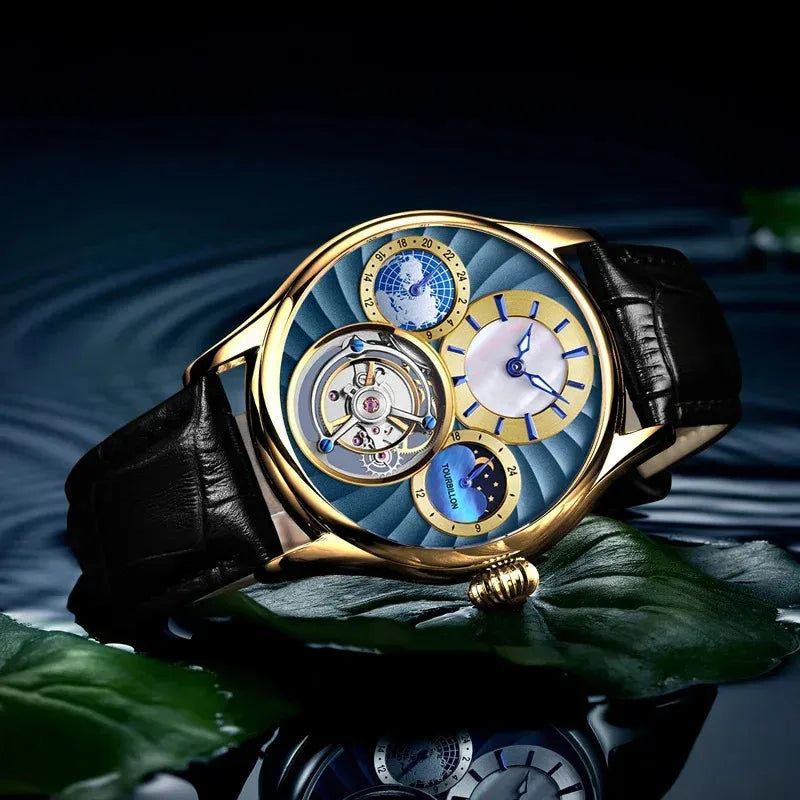 Montre Homme Tourbillon Volant AESOP – Squelette Double Face Verre Saphir Étanche 100m Édition Limitée – CLEVI Paris