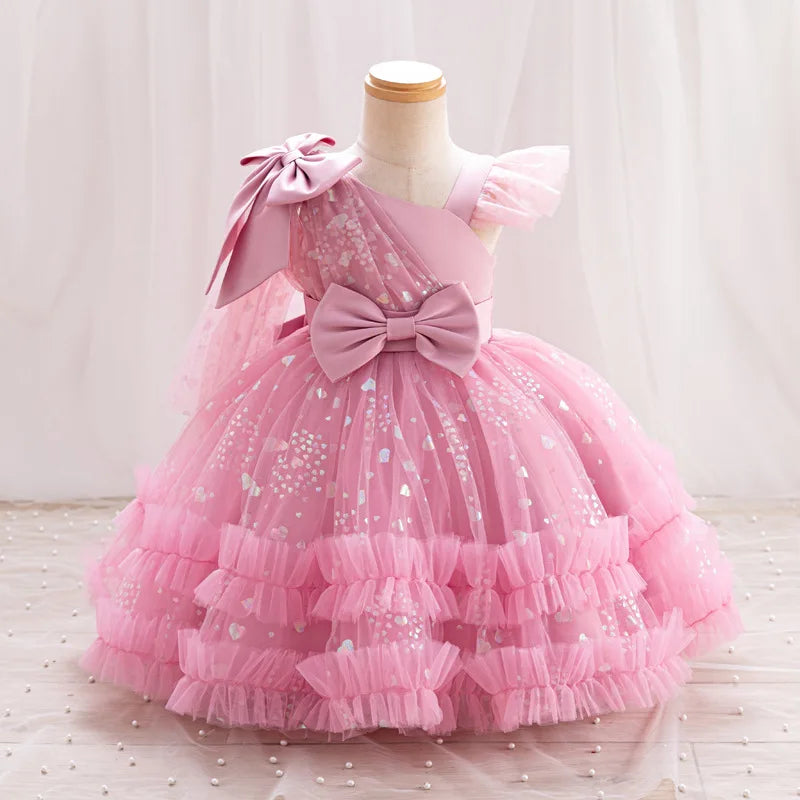 Robe cérémonie fille asymétrique D5982 – CLEVI Paris